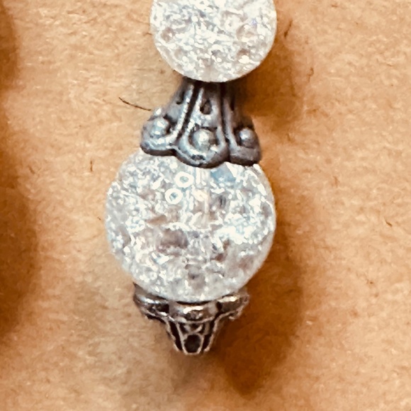 Clear Quartz with Crackle and Metal Dangle Hook Earrings - Picture 7 of 13